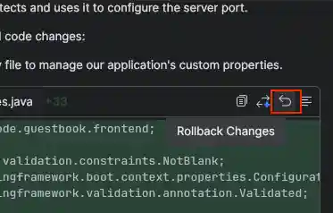 Revert to checkpoint button in IntelliJ Gemini Code Assist.