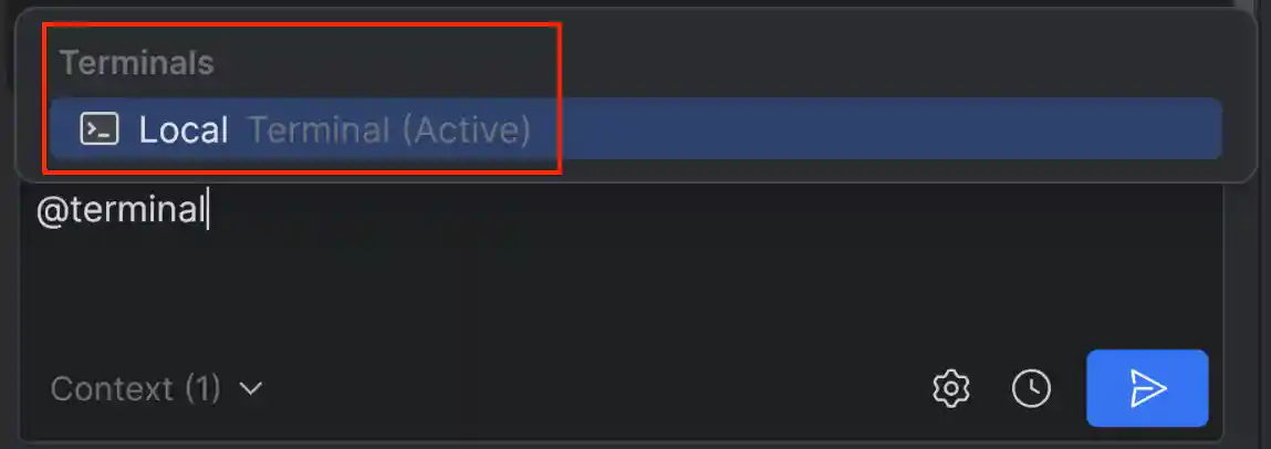 Select a terminal in IntelliJ.