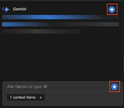 Button to stop in-progress VS Code Gemini Code Assist chat response