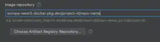 Default image repository in run configuration being set with the 'gcr.io/' format and being presented autocomplete options based on current project and active cluster
