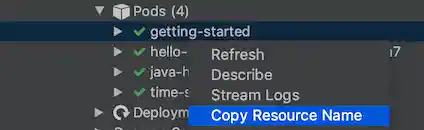Copy a resource name using right-click menu