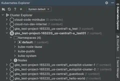 Cloud Code Kubernetes explorer