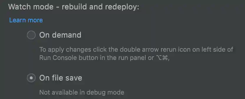 Watch mode options