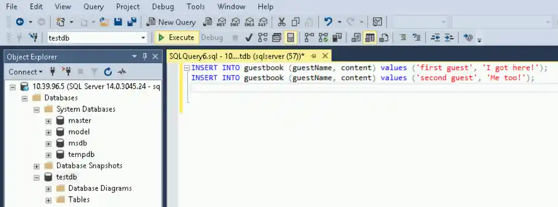 Enter two Insert statements