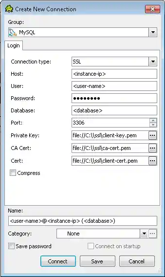 The Create New Connection dialog box in Toad for Windows.