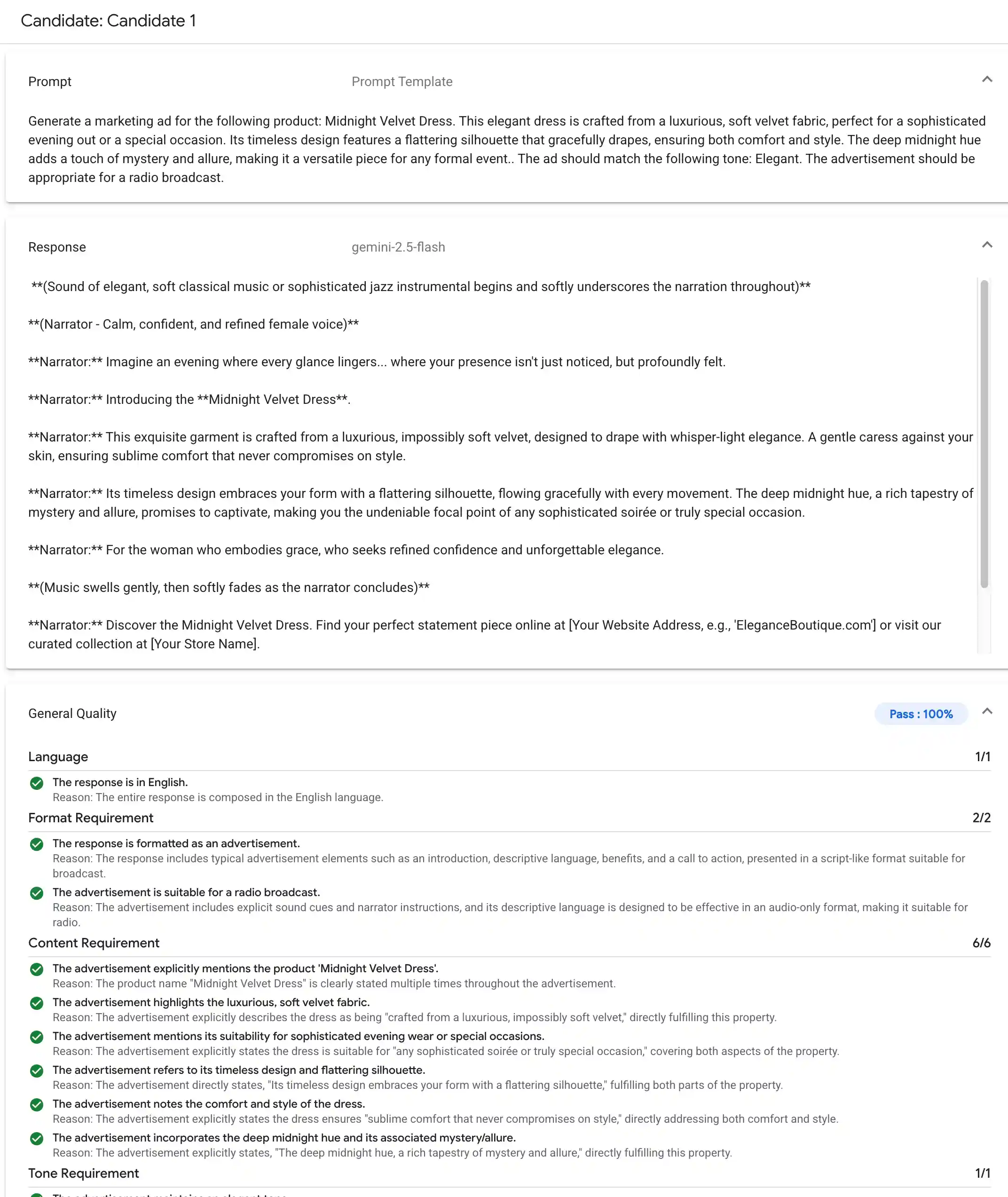 Gen AI evaluation service features