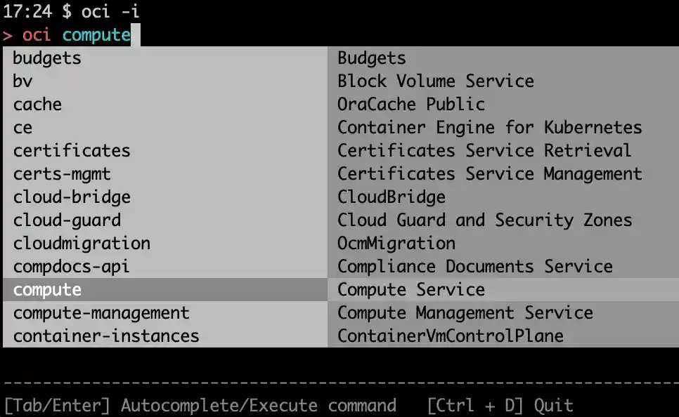 CLI Interactive Mode autocomplete