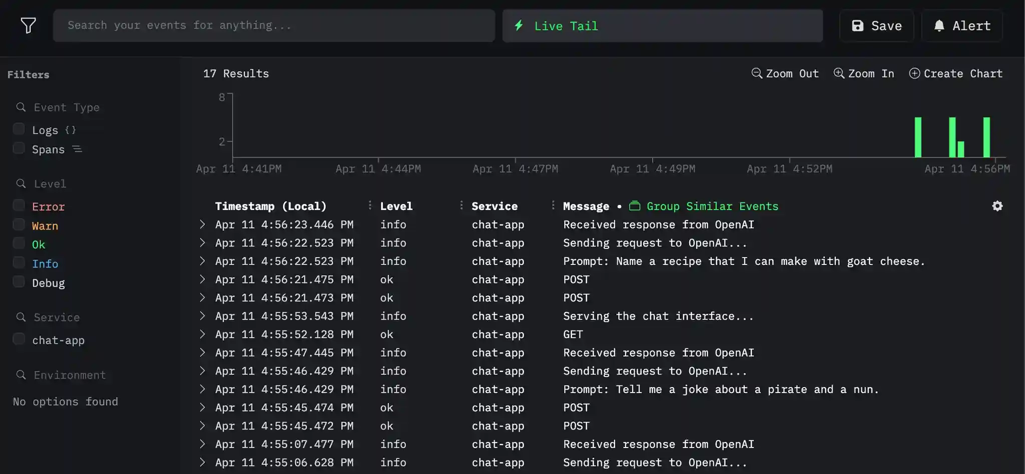 Viewing logs in HyperDX
