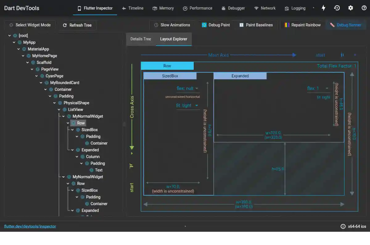 Dart DevTools Screens
