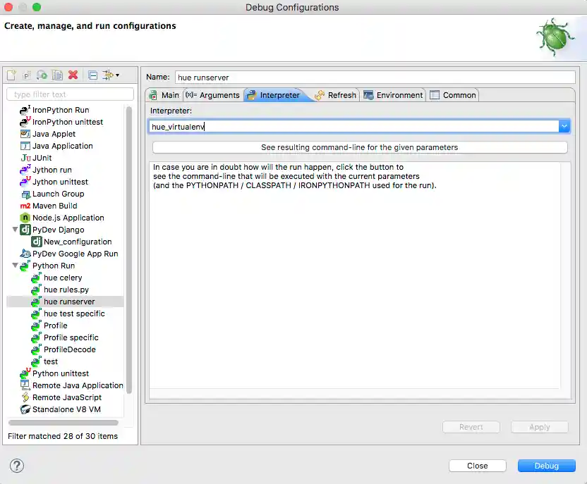 Eclipse debug interpreter