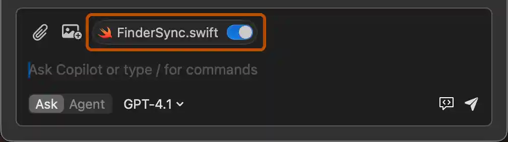 Screenshot of a file selected in the Chat window. The file is highlighted with a dark orange outline.
