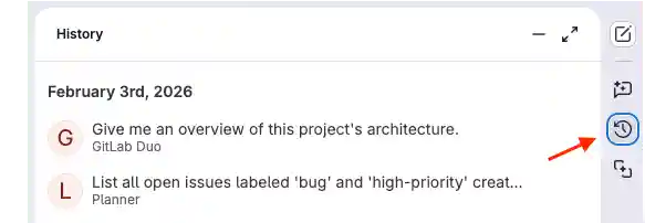 The chat history list.