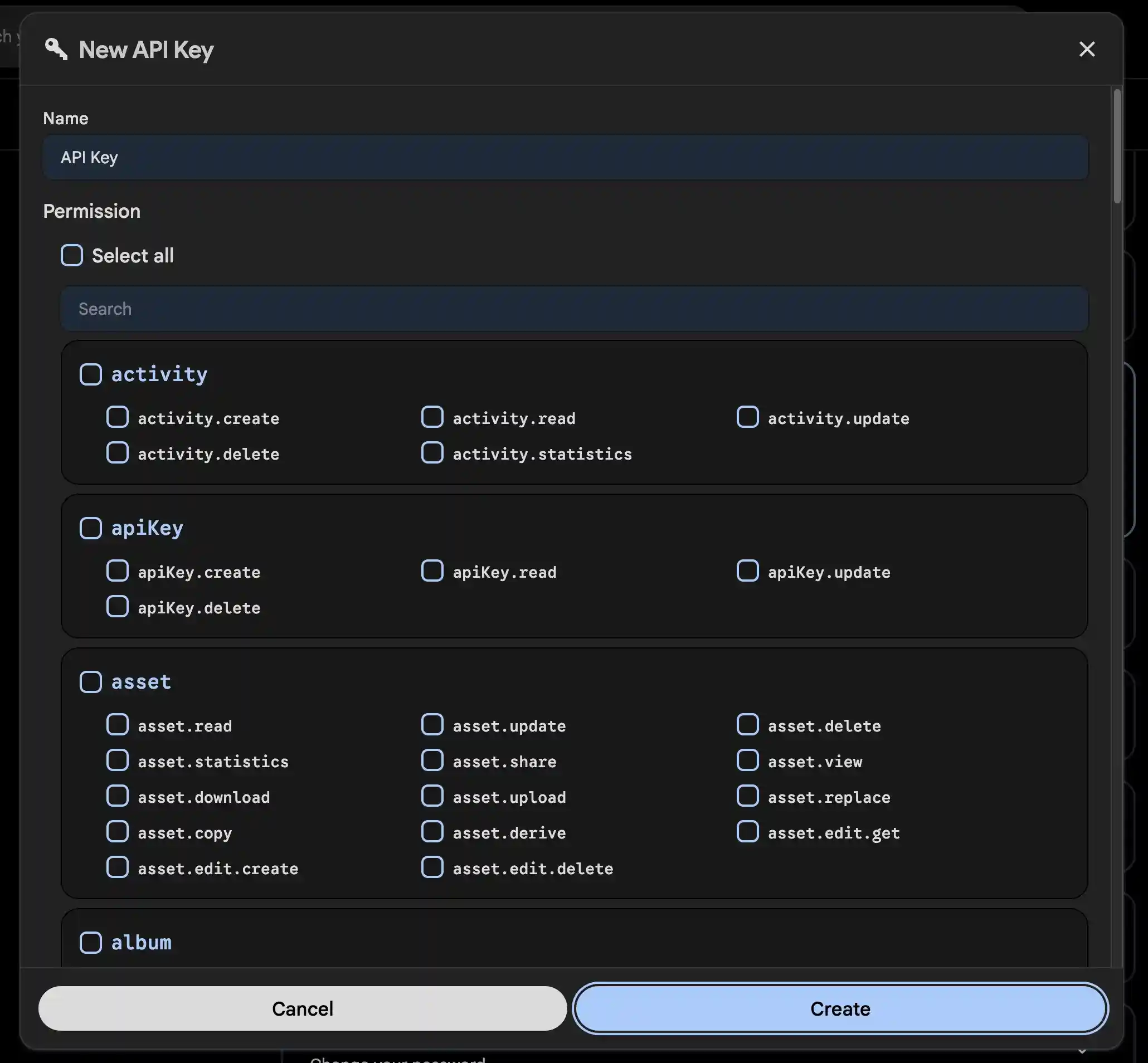 Specify permissions for the key