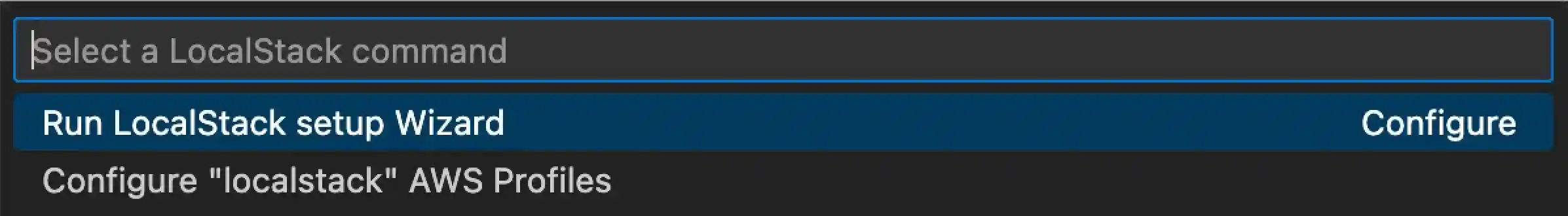 LocalStack: Run Setup Wizard