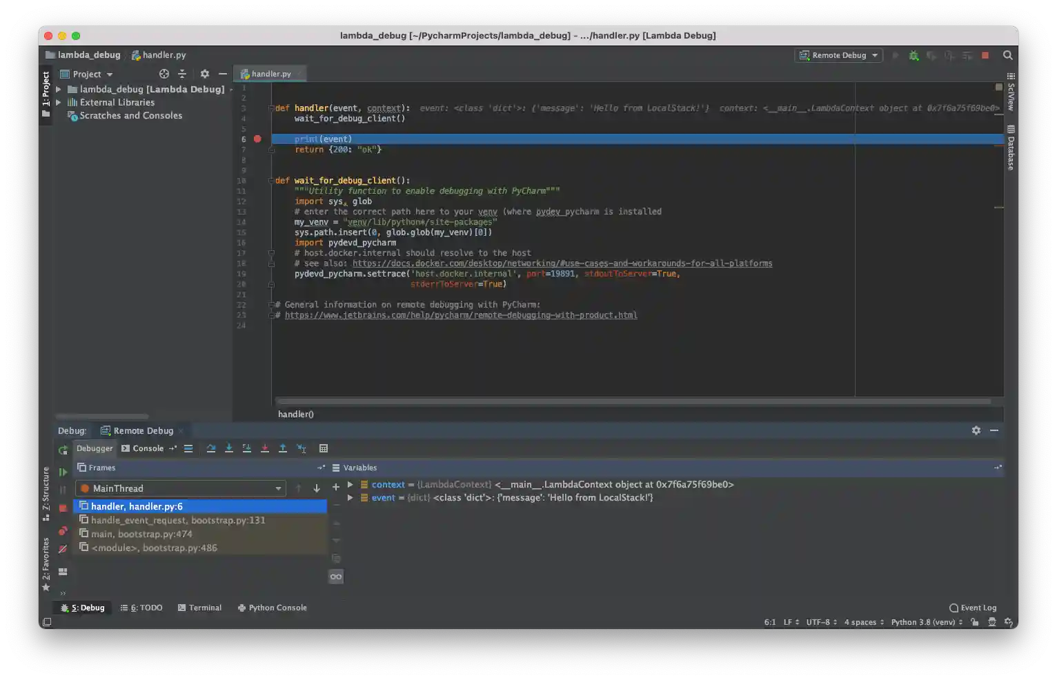 PyCharm Professional debugging
