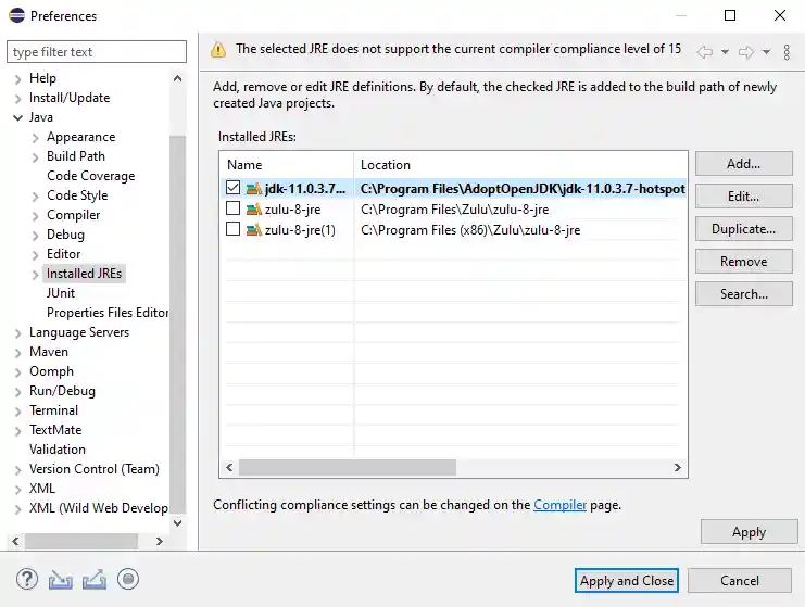 Selecting a default JDK