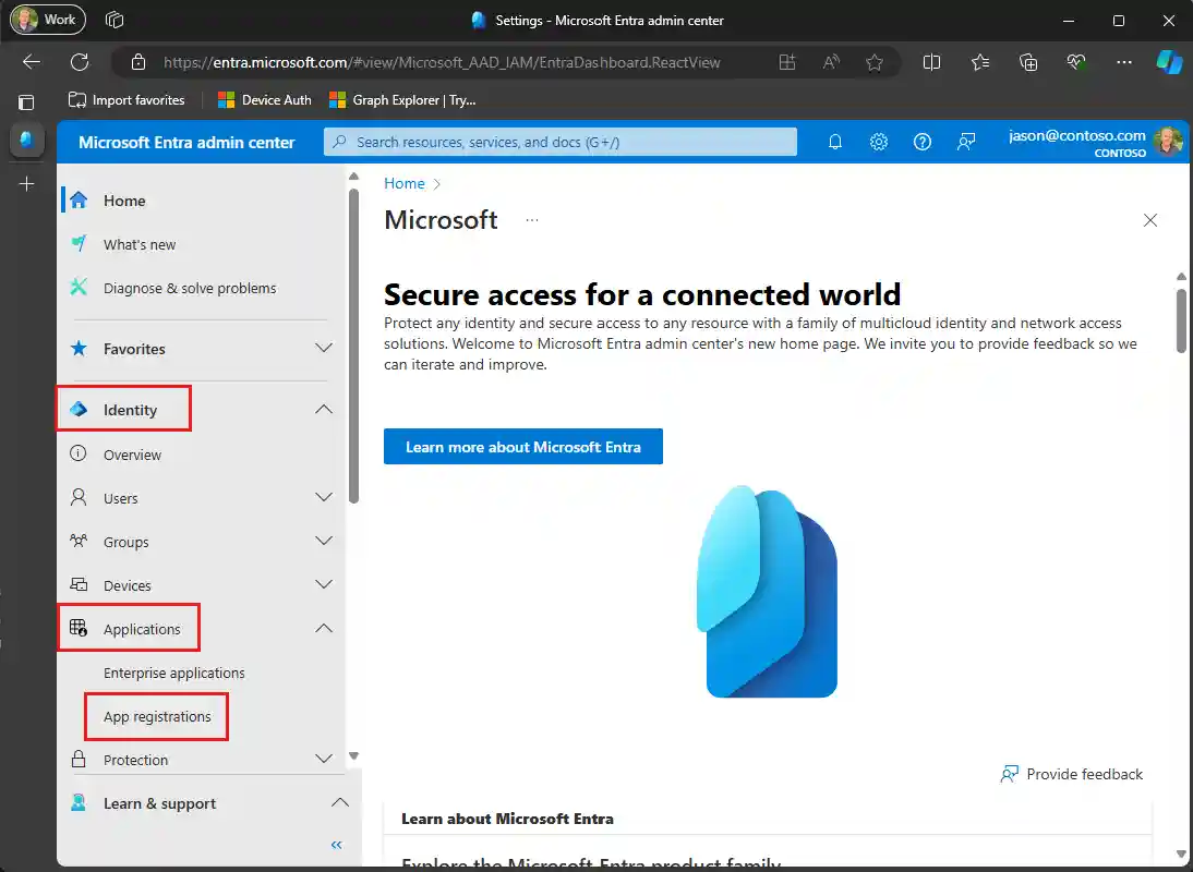 A screenshot of the App registrations