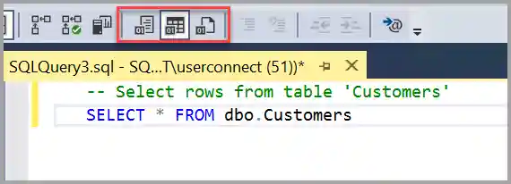 Screenshot of three options for displaying query results.