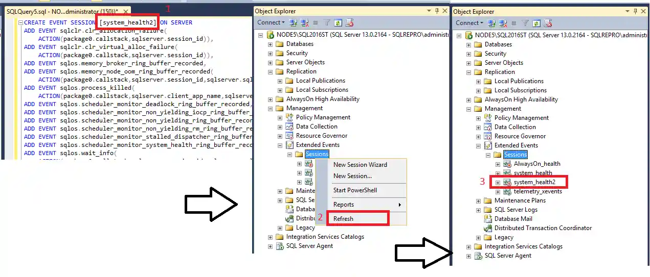Screenshot of New extended event session.