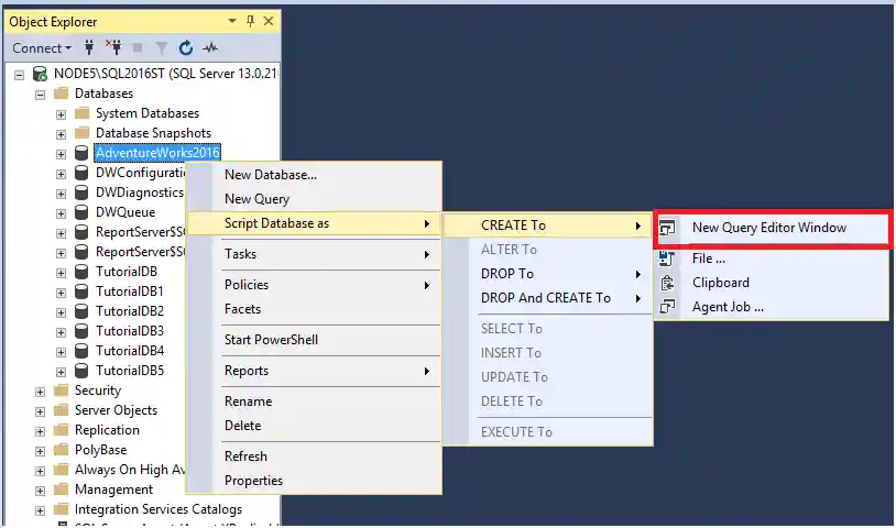Screenshot of Script database.