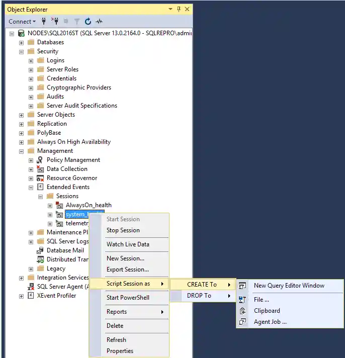 Screenshot of Extended New Query Editor Window session.