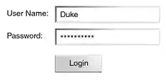 Form with User Name and Password text fields and a Login button.