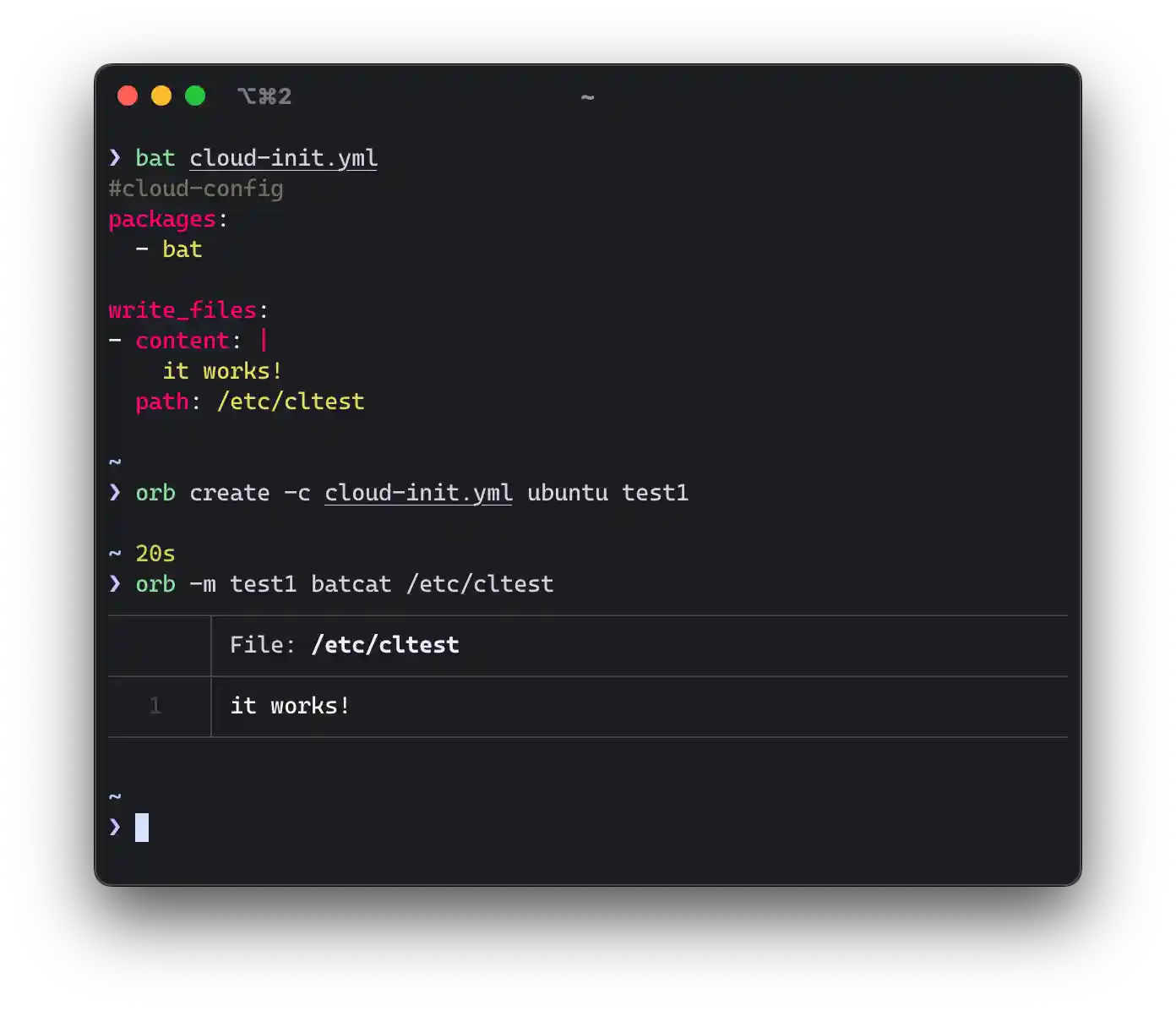 Screenshot: Cloud-init demo