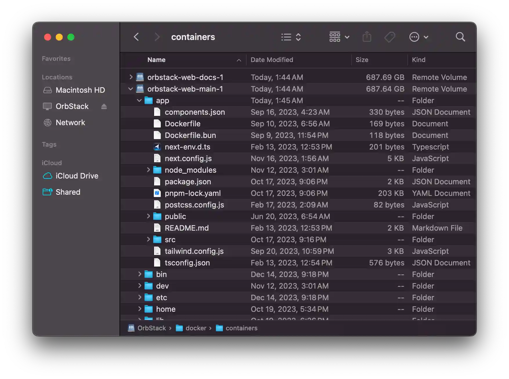 Container files in Finder