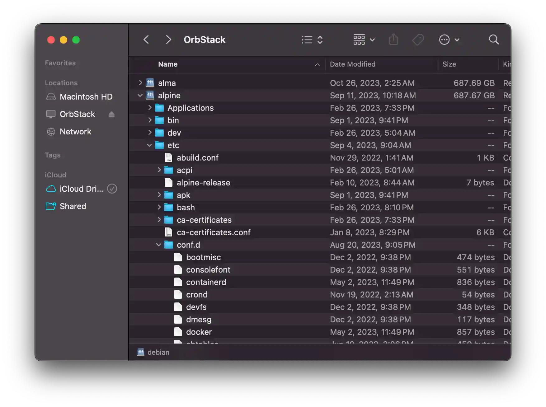 Machine files in Finder