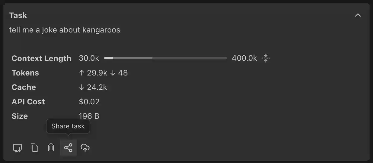 Share icon in the active task header
