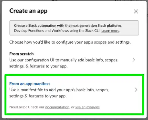 Create app from manifest