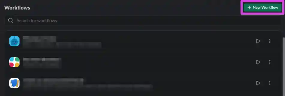 Creating a new workflow
