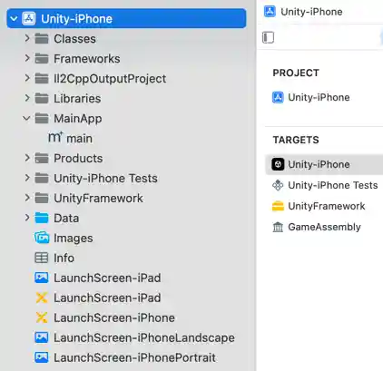Unity iOS Xcode project structure