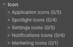 Icon settings for iOS.