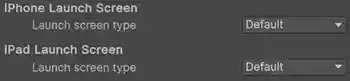Launch Screen settings for iOS.