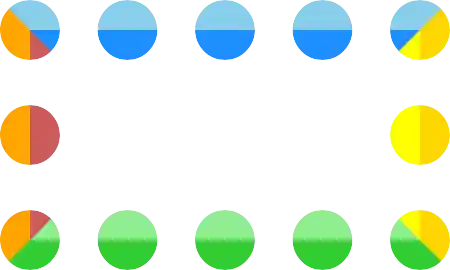 A box with a border that has four sides,
		          each side having two colors in stripes.
		          The top border is dodger blue and sky blue,
		          the right border is yellow and gold,
		          the bottom border is light green and lime green,
		          and the left border is indian red and orange.
		          The border style is dotted, so the colors appear in dots along the border.