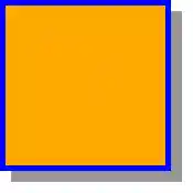 A square-cornered box with a light gray shadow the same shape
					          as the border box offset 10px to the right and 10px down
					          from directly underneath the box.