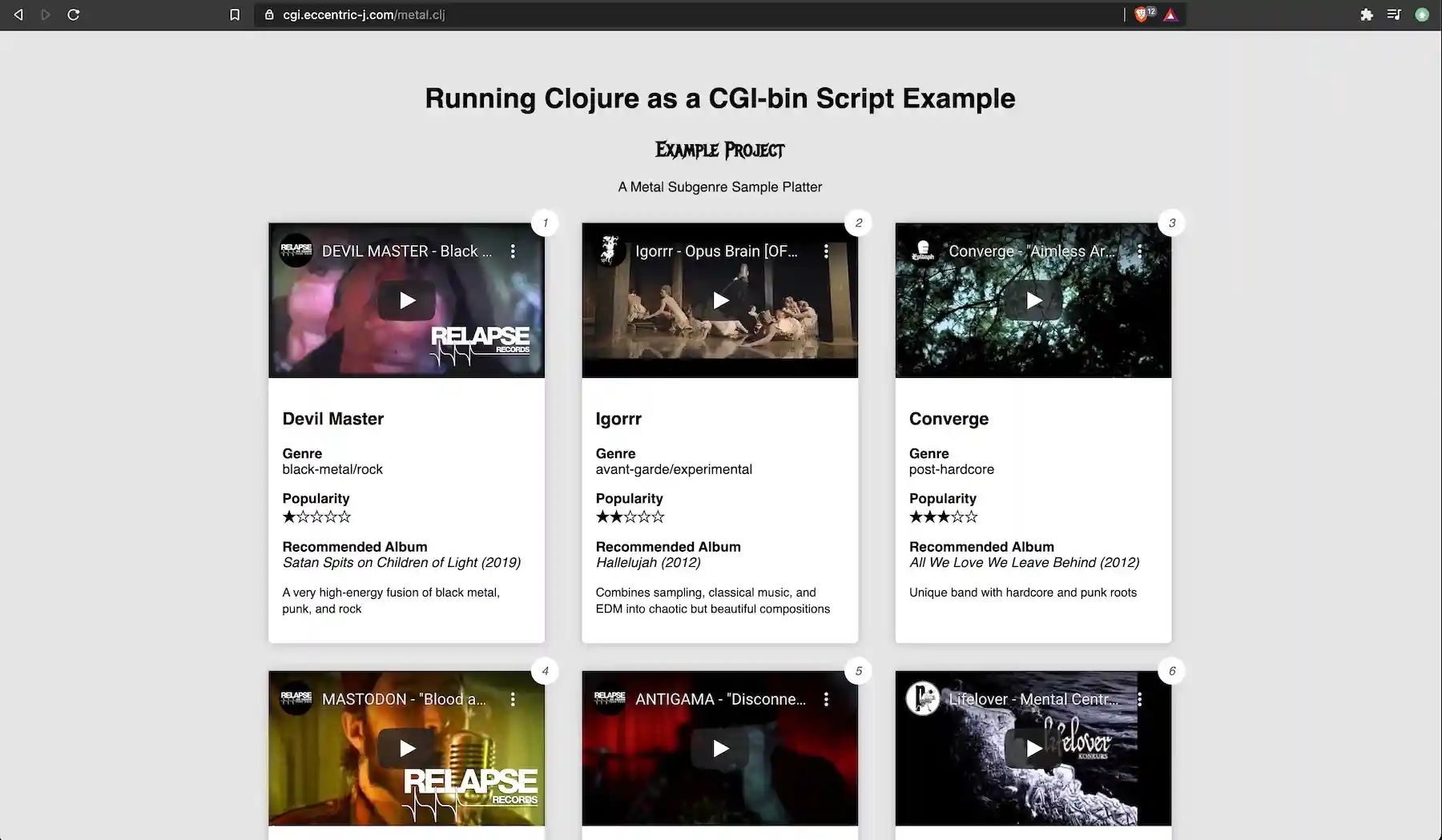 Screenshot of the Example Project this Guide Details
