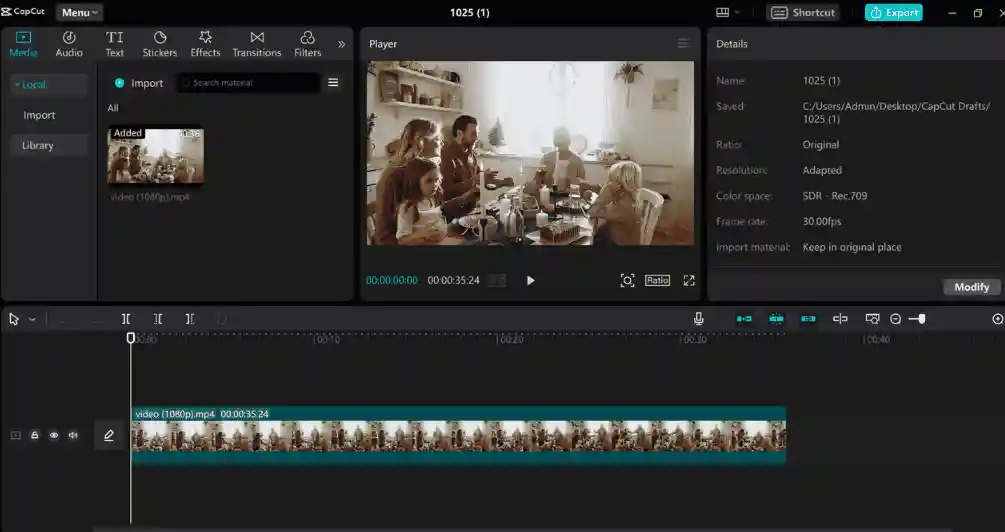 gambar ini adalah contoh dari CapCut untuk Desktop