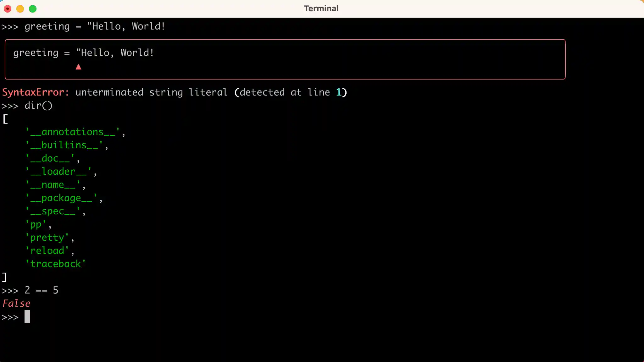 Python REPL Colorized Output With Rich