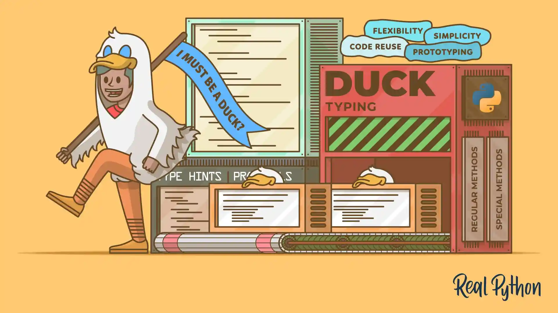 Title image for Getting to Know Duck Typing in Python (Duck Typing in Python: Writing Flexible and Decoupled Code)
