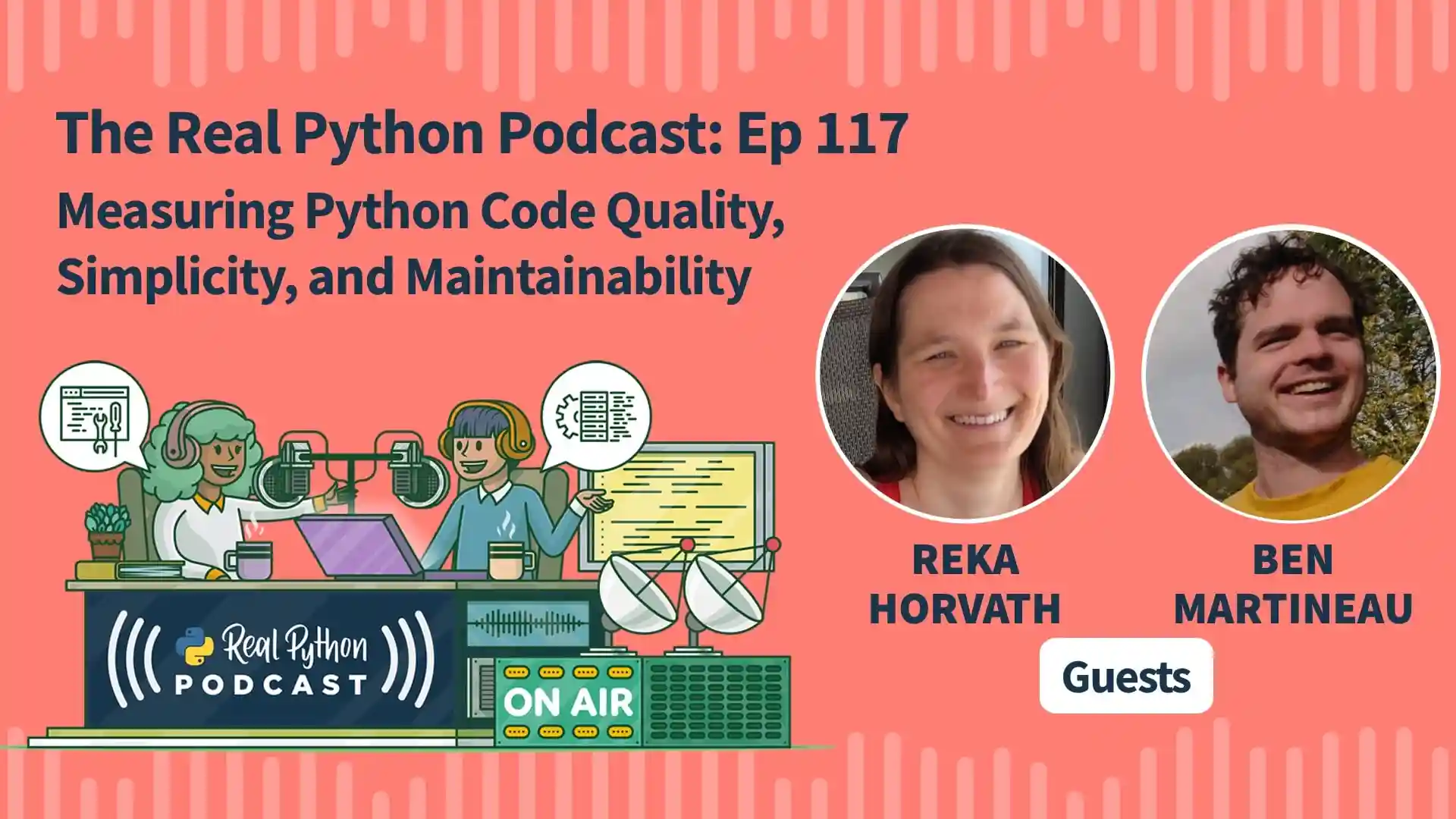Title image for Measuring Python Code Quality, Simplicity, and Maintainability (Real Python Podcast Episode #117 Title Artwork)