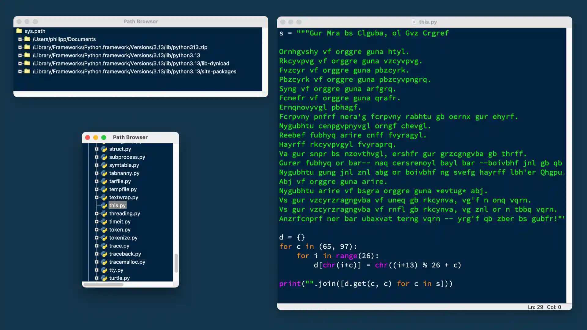 Python IDLE path browser windows