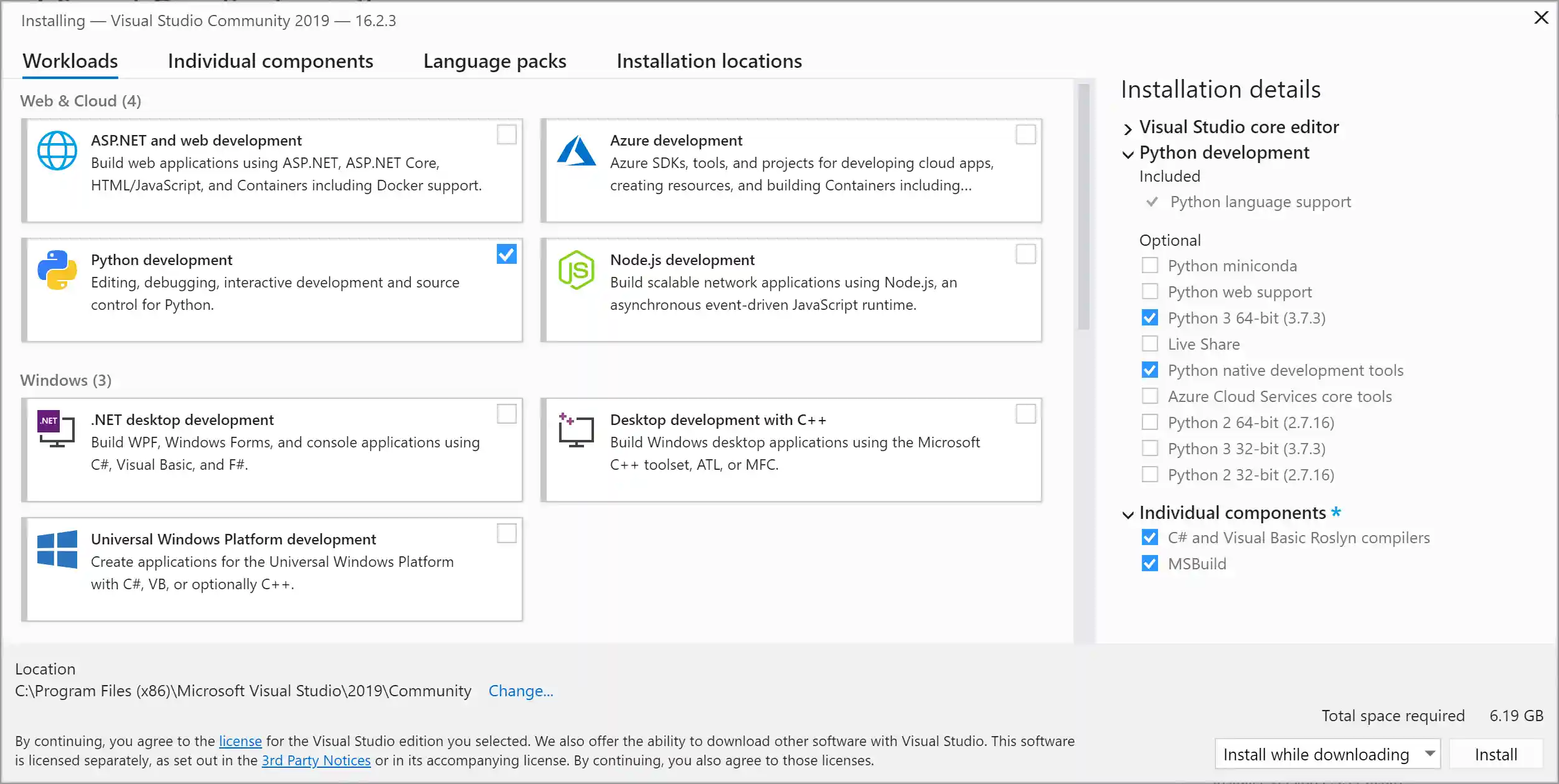 Visual Studio Options Window