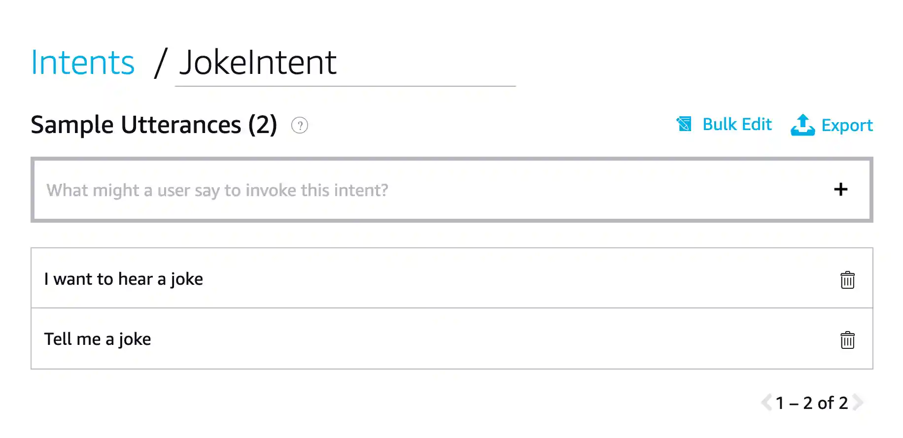 Add sample utterances for Intent