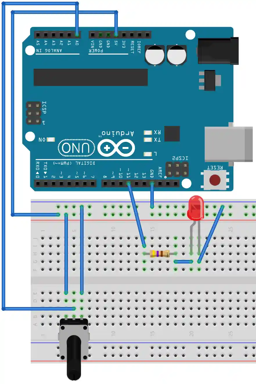 Circuit for analog output on breadboard