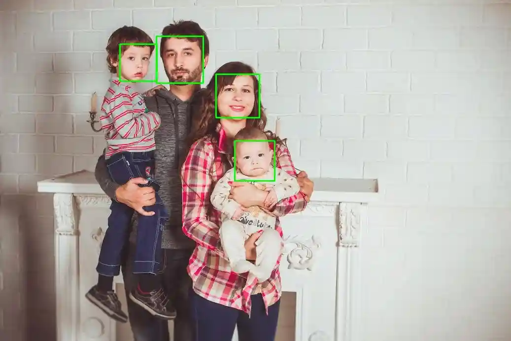 Family stock photo with detected faces