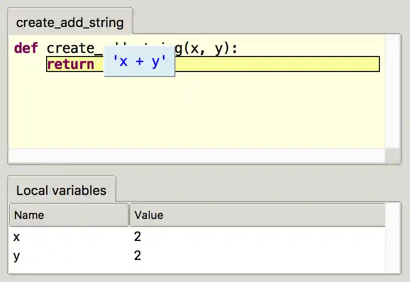 Thonny's Function Debug Pop-up Window
