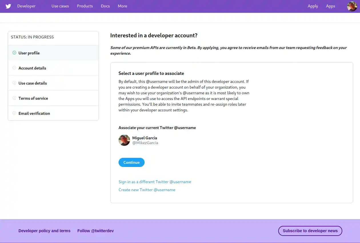 Apply for a developer account