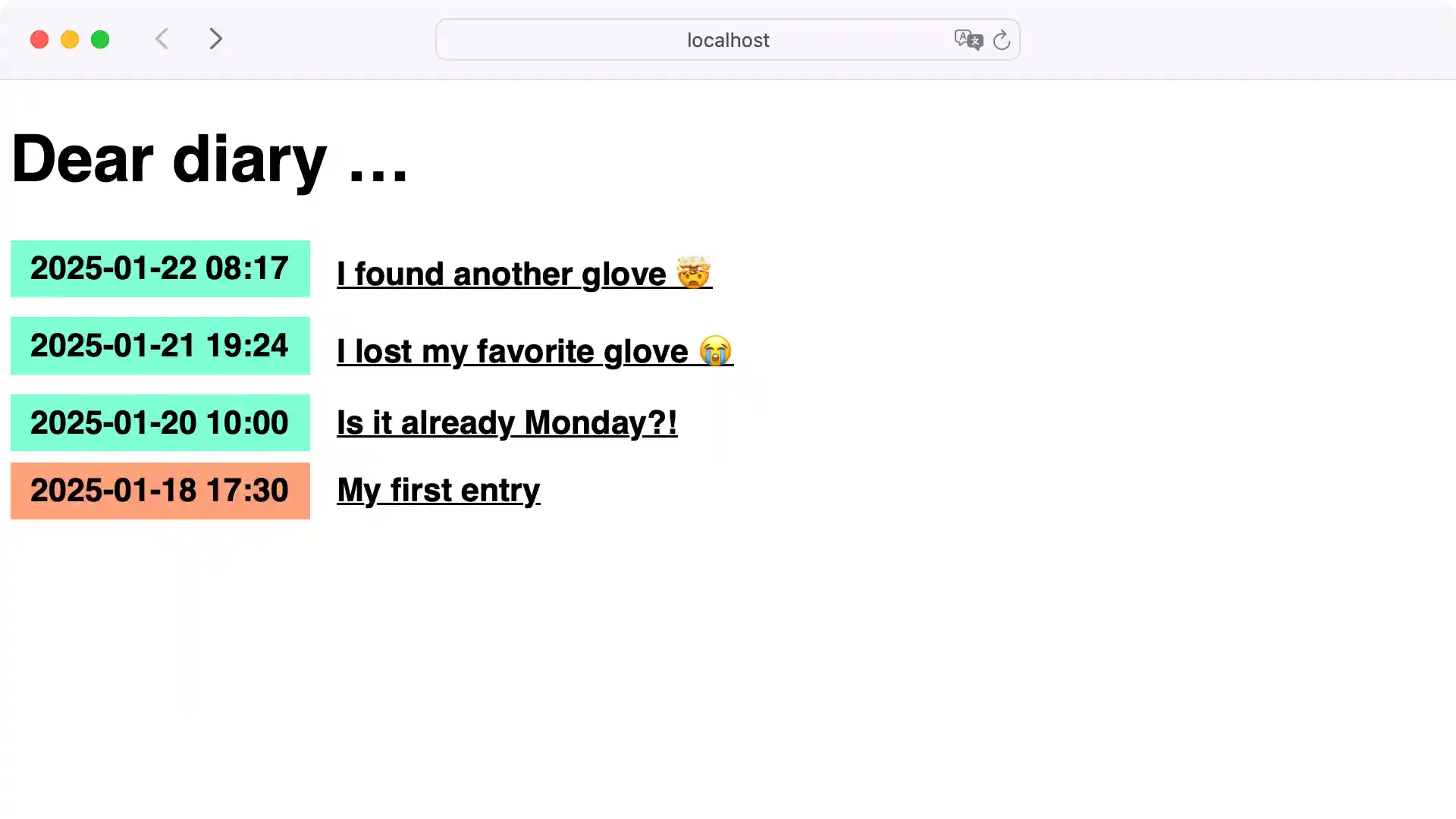 Diary Entries Styled